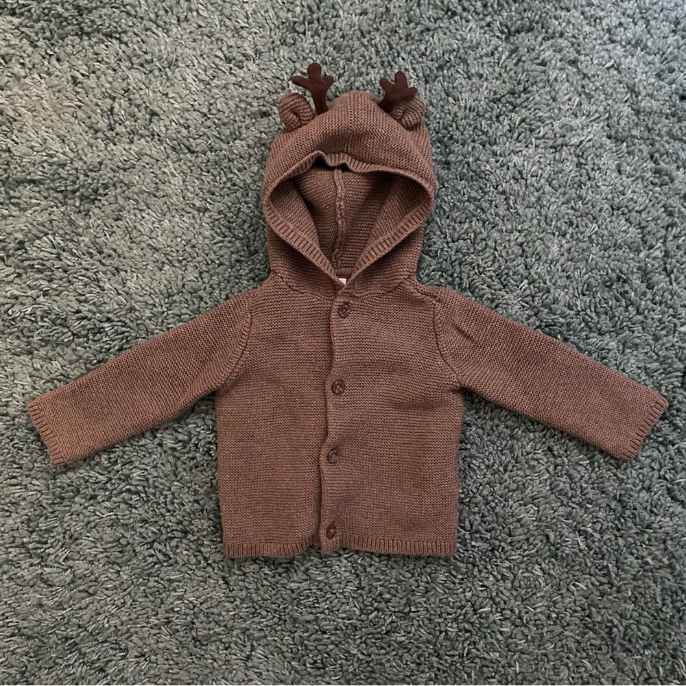 Carter’s Unisex Baby Cotton Hooded Reindeer Cardigan Sweater | Size 9 Months